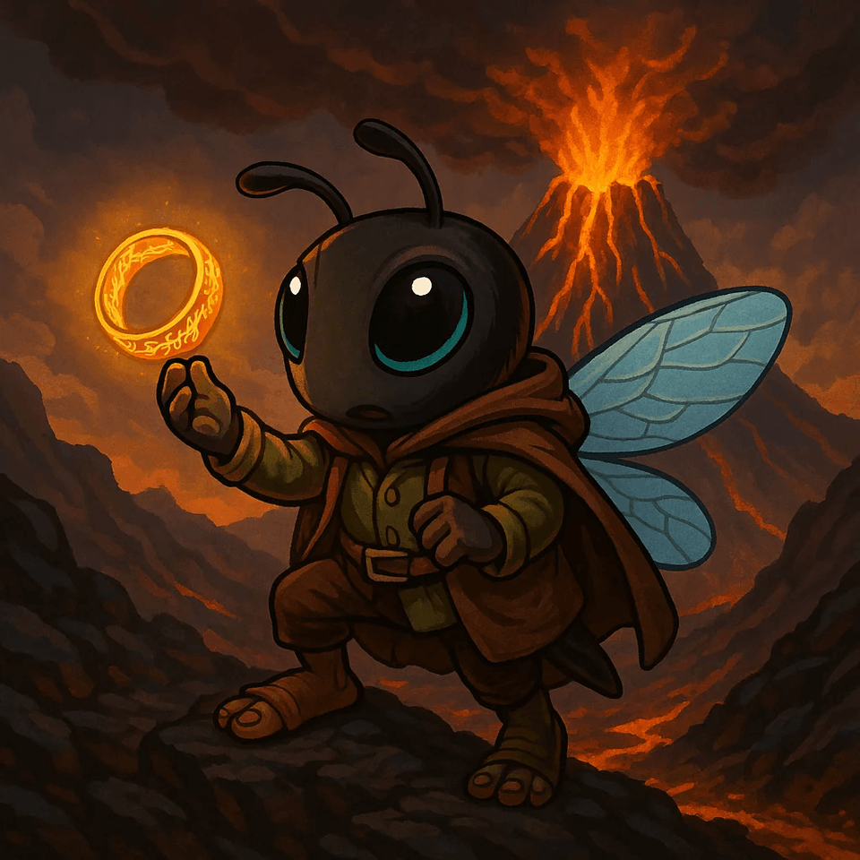 A bee with a ring... for now